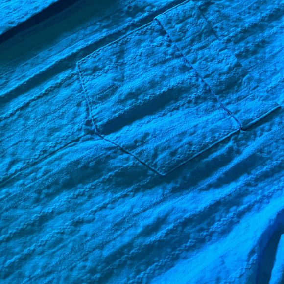 Allison Daley Button Down Top Women Size 8 Casual Short Sleeve Turquoise Blue - Picture 6 of 7